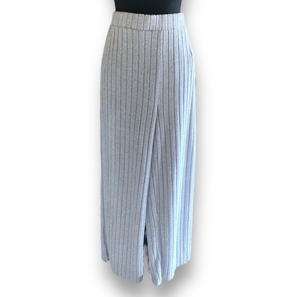 Vintage Wide Leg 2pc Ribbed Casual Lounging Tracksuit Grey XL - Picture 7 of 16